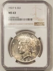 1927-S $1 PEACE DOLLAR - NGC MS-63, BLAST WHITE!