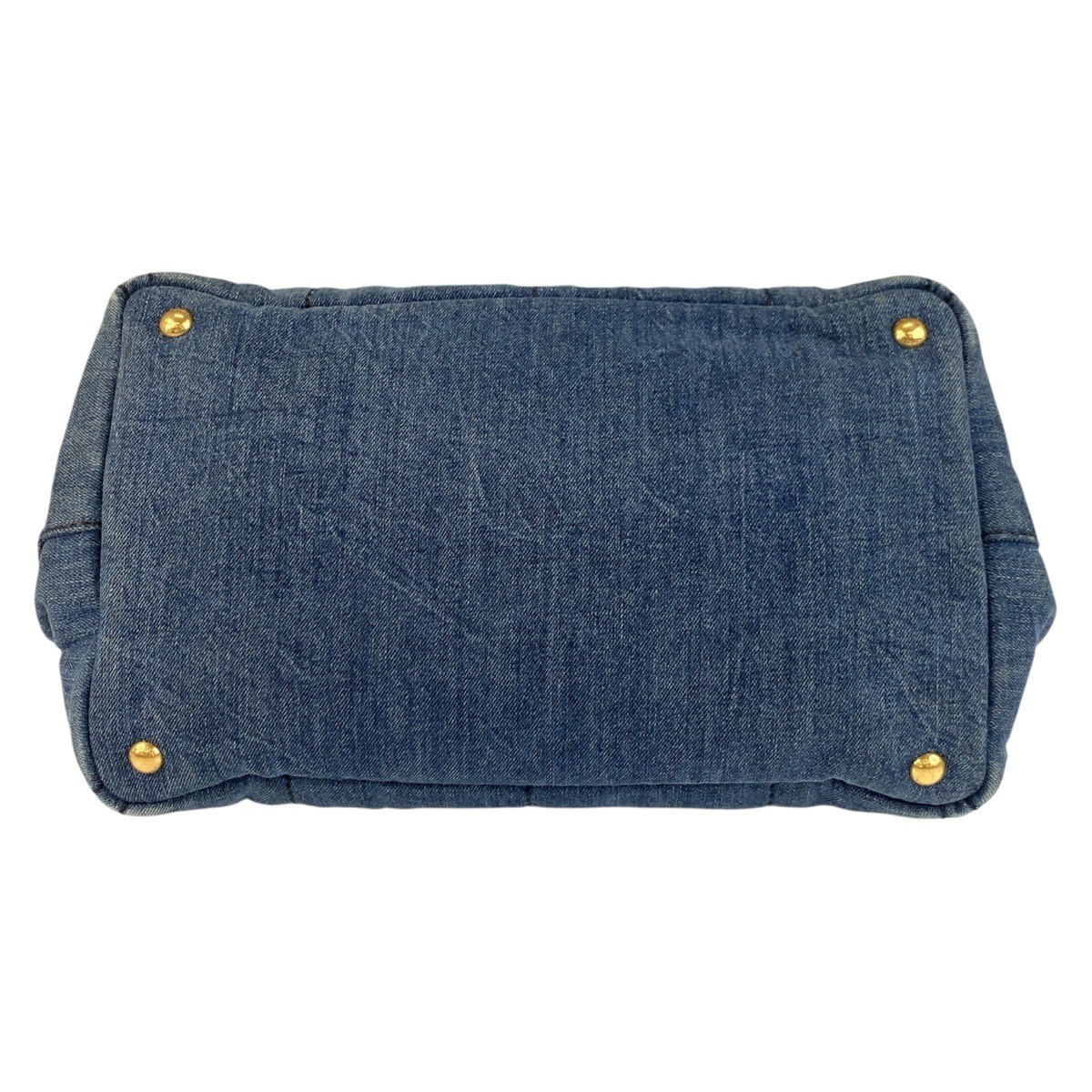 PRADA Canapa Triangle Logo Plate Blue Gold Hardware Canvas Tote Bag Handbag Ladi thumbnail 10