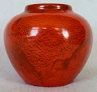 Weller Pottery Chengtu? Pattern Vase w Thick Crystalline Orange Flambe Glaze