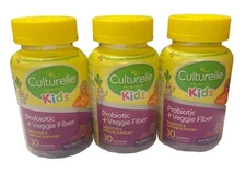 Culturelle Kids Probiotic + Veggie Fiber 30 Gummies Each Exp 03/2026  3 Bottles