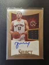 2012-13 Select Jonas Valanciunas RC JSY AU /199 #240 Rookie Auto Card. rookie card picture