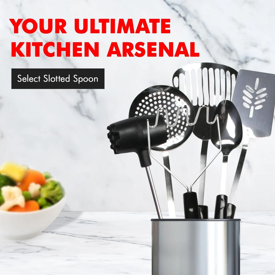 12.75 Inch Stainless Steel Slotted Spoon with Ergonomic Handle Dishwashable - Image 3 of 4