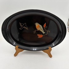 Serving Tray-Vintage Couroc Monterey Acrylic 15x 10"/ 2 Birds On Branch Swallow