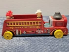 Original VINTAGE Fisher-Price LOOKY FIRE TRUCK Engine Wood Litho Pull Toy