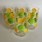 Set 6 Vtg 70s Libbey Green & Yellow Smiley Face Stackable Tumbler Glasses 4 1/4" — photo 1