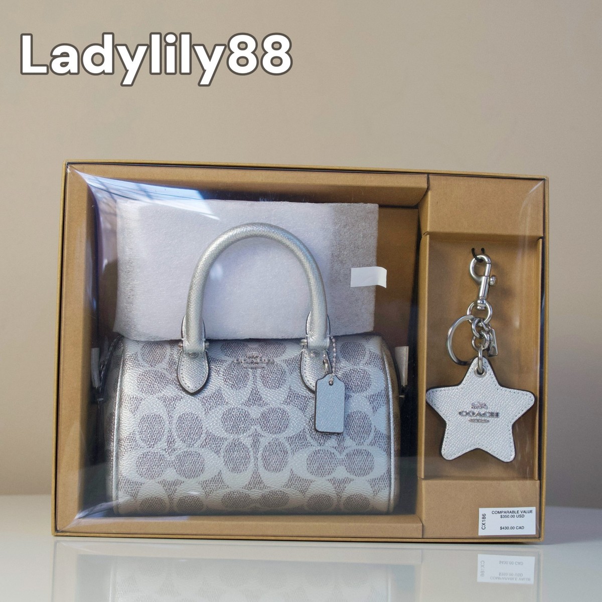 Coach Boxed Mini Rowan Crossbody Bag And Mirror Bag Charm Set