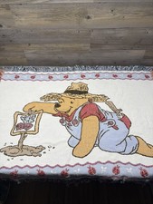 Vintage Disney Classic Winnie The Pooh Tapestry Throw Nursery Blanket 44x32 Read