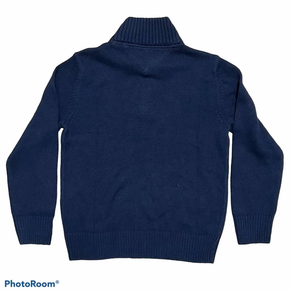 Tommy Hilfiger 1/4 Zip Sweater Kids Boys Size 6 Pullover Navy NWT preppy school - Imagem 2 de 3
