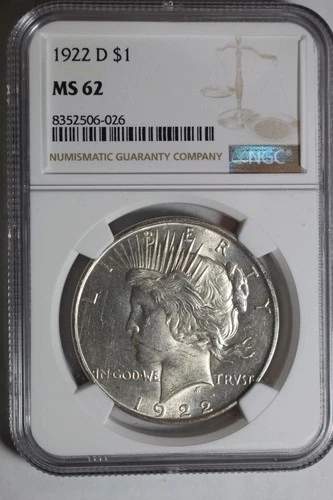 1922 D Peace Silver Dollar NGC MS62 #026