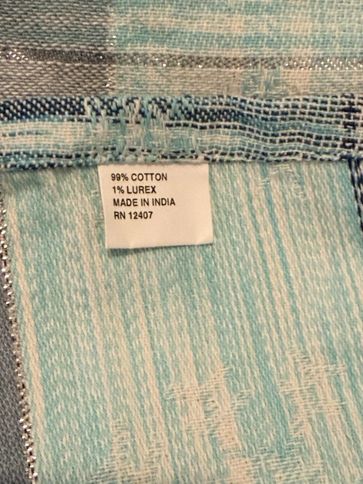 Lote/Juego Mantel Redondo 70" 8, 18" Servilletas Invierno Copo de Nieve Azul Cuadros Algodón Foto 2 de 4