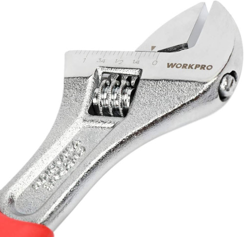 WORKPRO 3-piece Adjustable Wrench Set CR-V with Rubberized Anti-Slip Red