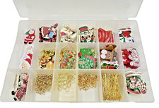 Vtg Mini Wood  Metal Christmas Shapes Charms Crafts Jewelry Ornaments Santa