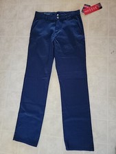 Chaps Pants Boys Youth 20 Newport Navy Blue Flat Front Cotton Blend Stretch NEW