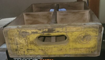 Vintage Dr. Pepper Double Wooden 4-Slot Case Crate for Four Six