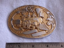 Locomotive Belt Buckle Classic Oval Brass Vintage Engine Train