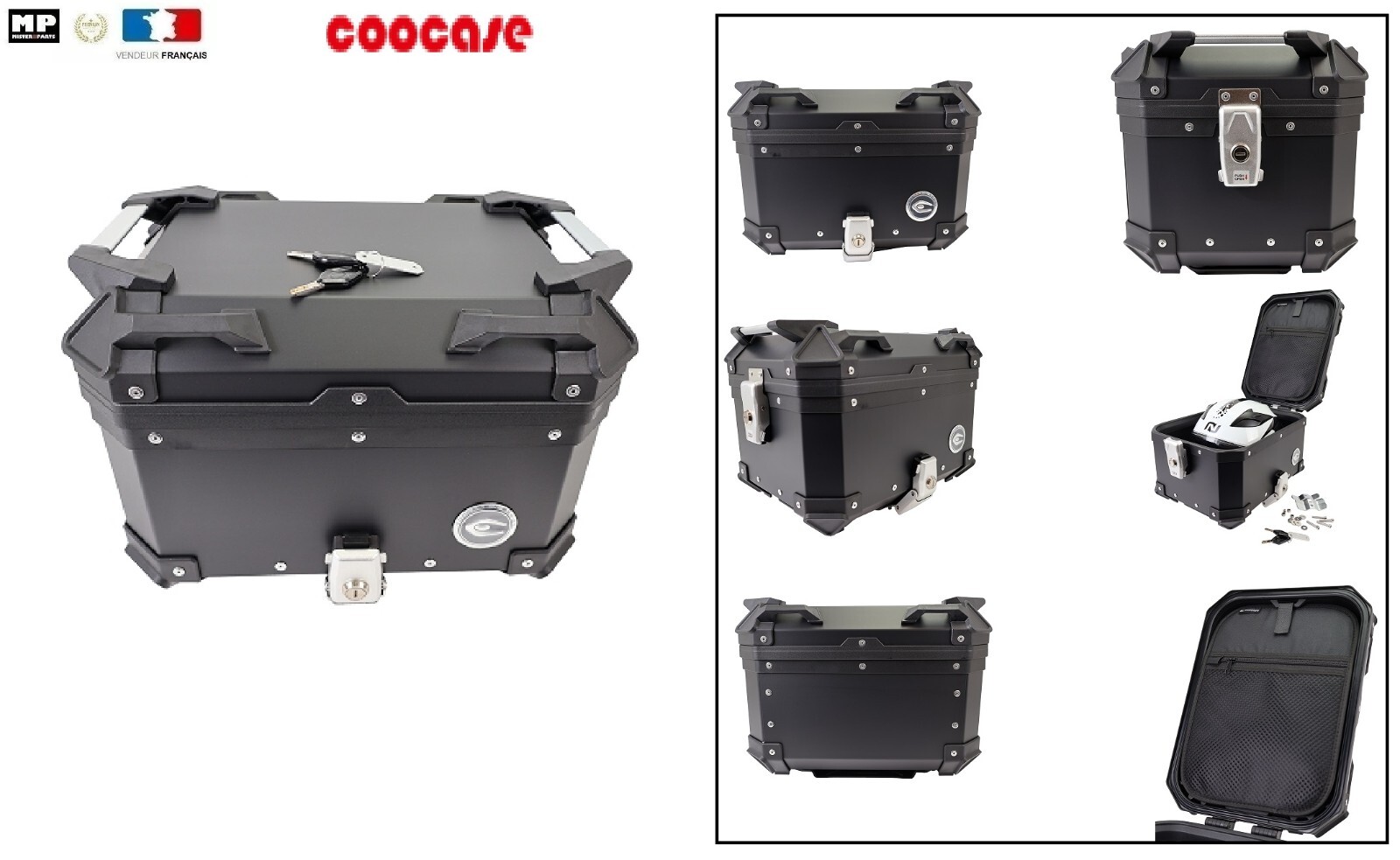 Top Case X1 coffre moto alu 30L noir avec platine pour vos trajets urbains