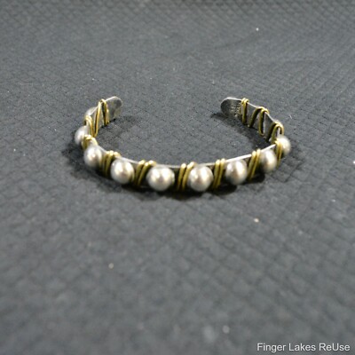 Silpada Sterling Silver Beads and Brass Wire Wrapped Cuff Bracelet