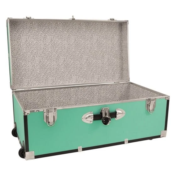30" Footlocker Rolling Trunk with Wheels and Lock Dorm Storage Luggage Container - Image 3 of 4