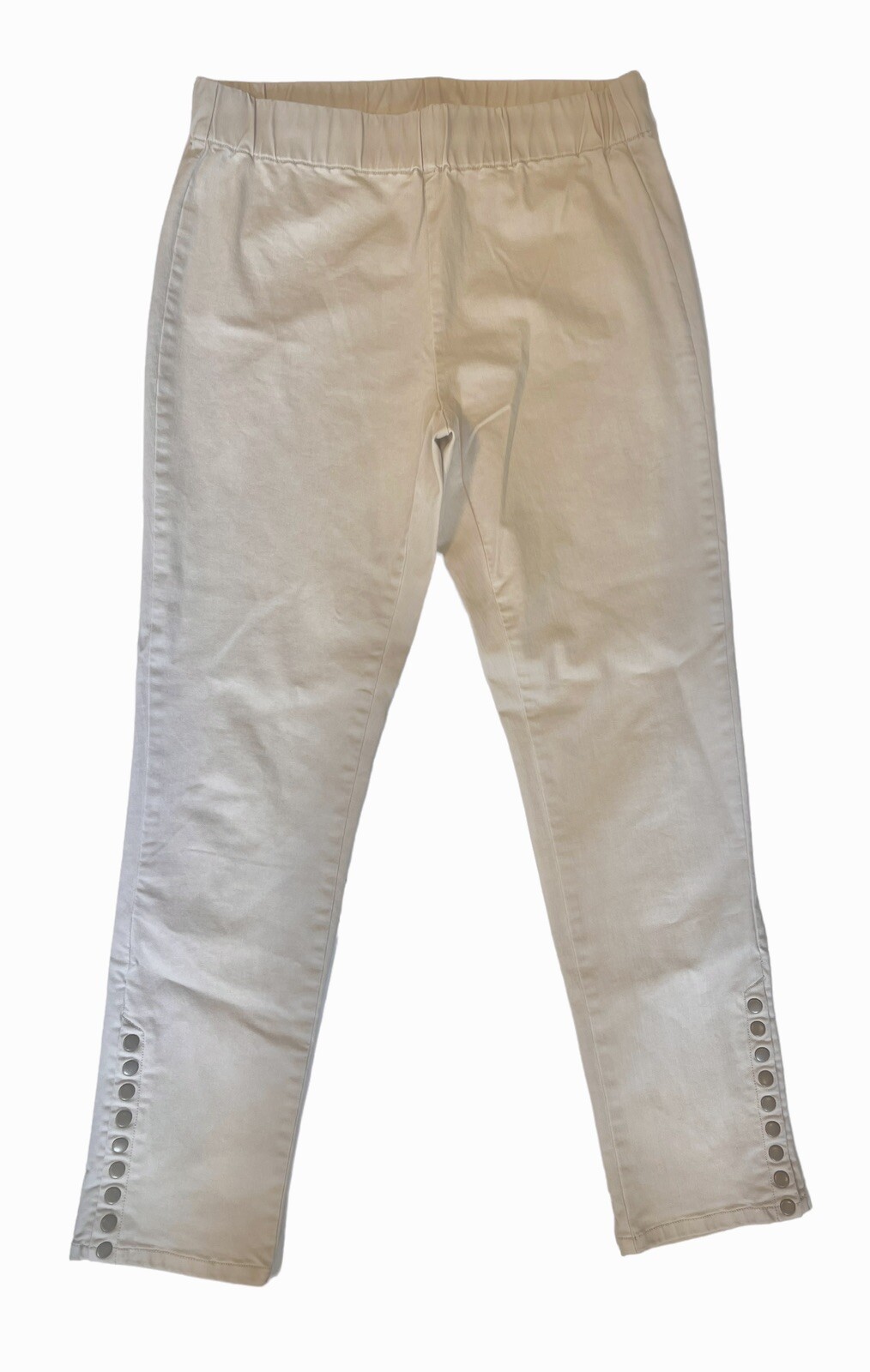 Soft Surroundings Khaki Chinos Pull-On Elastic Waistband Snap Button Size M