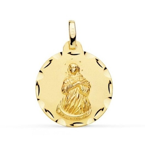 Pendentif "Médaille" en or jaune 18K (750/oo), à l'effigie de la Vierge