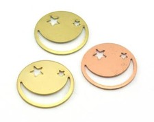 4 pcs Crescent Star Round Disc Charms Raw Bra...