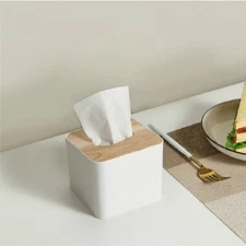 Square Tissue Box Cover Wooden Facial Cube Box Cover for DIY Crafts Home Decor