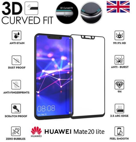 For Huawei Mate 20 Lite Genuine Full 3D Tempered Glass 9H Screen Protector Cover - Afbeelding 1 van 1