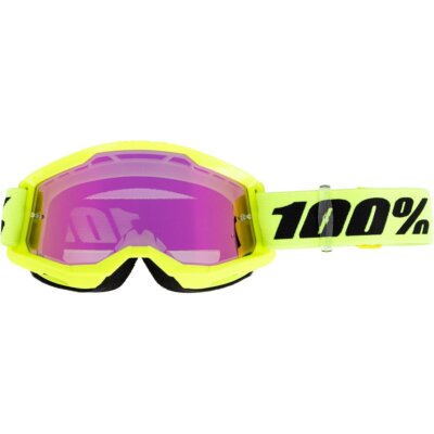 100% Crossbrille Strata Gen. 2 Neon Yellow - Mirror Pink, Anti-Fog