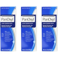 3 PACK Panoxyl Benzoyl Peroxide Foaming Acne Wash 10% 5.5oz - New