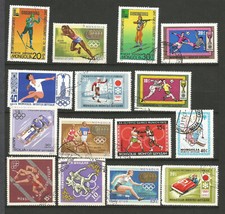 Mongolie années 60/80 sport & Jeux Olympiques lot de 15 timbres oblitérés/TR1288