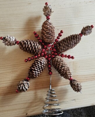 2007 Martha Stewart Pine Cone Chistmas Tree Topper 10.5'' Forest Enchantments Joy