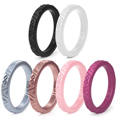 Silicone Wedding Rings.  Wedding Rubber Bands Women. 6 Stack Rings Set by RINFIT