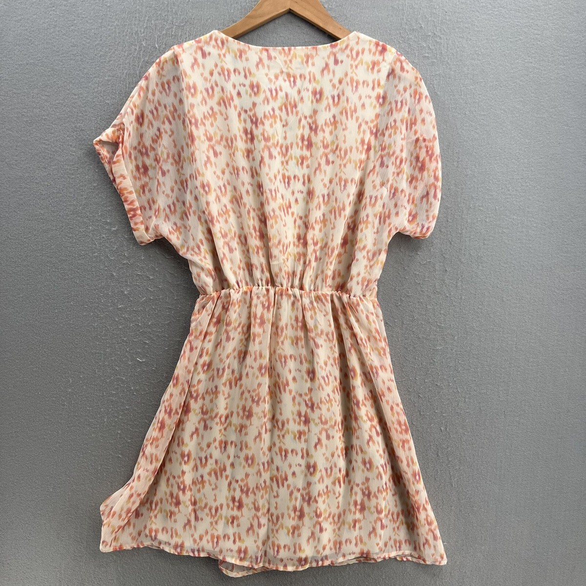 All In Favor Mini Wrap Dress Size Small V-Neck Lined Chiffon Orange NWT