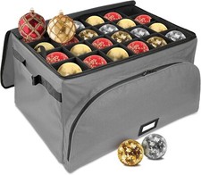 Premium Christmas Ornament Storage Container - Durable 600D- Adjustable Dividers