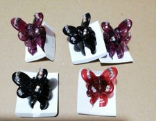 11pz Stock  Lotto Pinza x capelli Clip Artiglio Farfalla Colori Vari strass M072