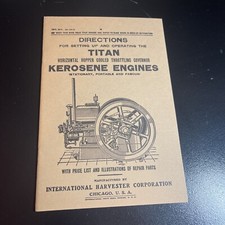 Antique IHC Titan Hopper Cooled Famous Hit & Miss Engine Instructions manual