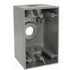 NEW! N3R Aluminum 1-Gang Weatherproof Deep Outdoor Electrical Box, 3 Outlets
