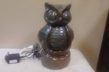 10.5" Tall x 5" W ROUND BASE TABLETOP OWL FOUNTAIN GLAZED