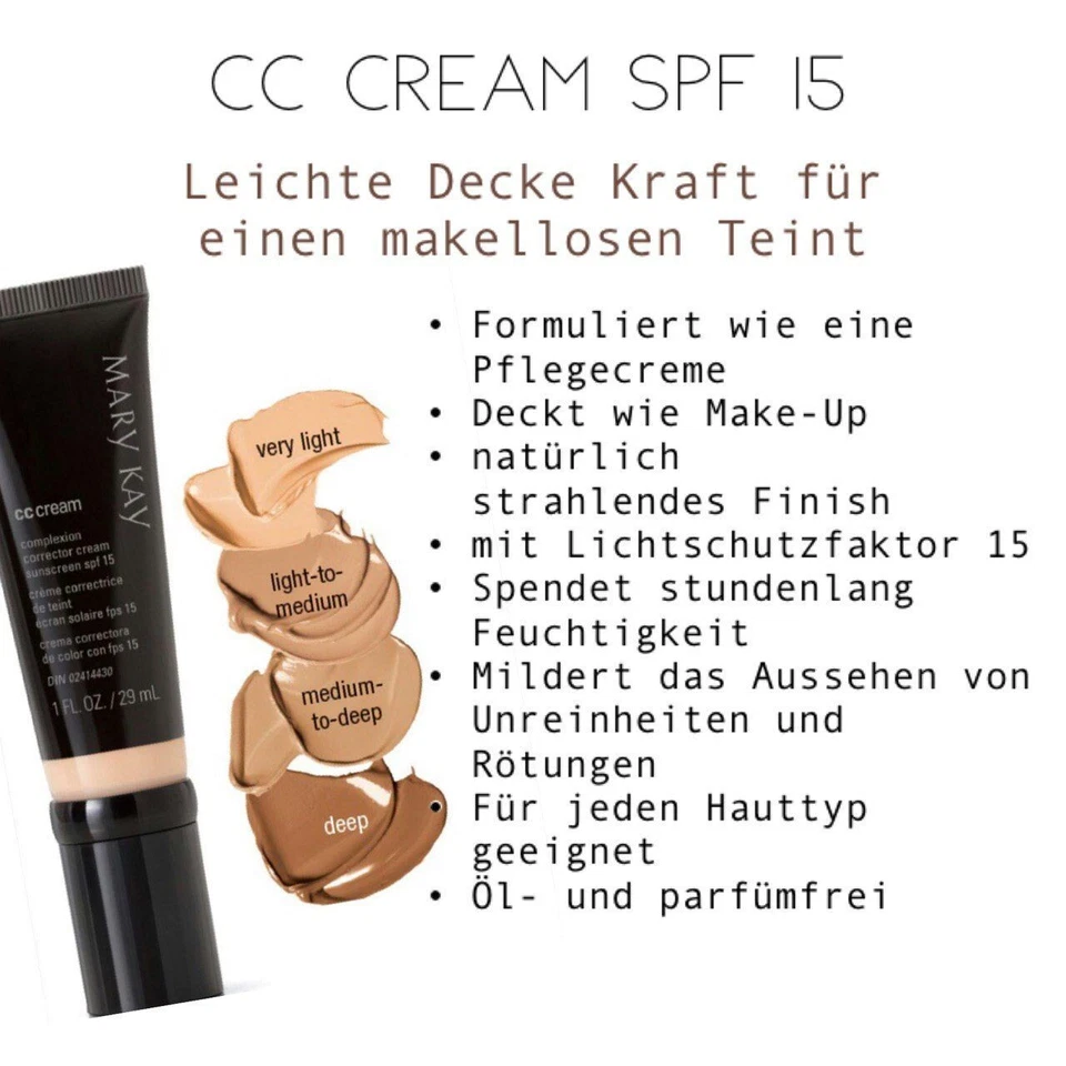 Mary Kay CC Cream mit LSF 15 Medium to Deep 29 ml 🌺Neu&OVP🌺 MHD 08/26 - Bild 3 von 4