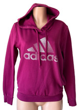 Adidas Metallic Logo Women's Pullover Hoodie Sweatshirt M Crimson