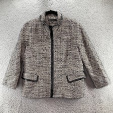Lafayette 148 Jacket Women's Size 12 Multicolor Boucle Tweed Metallic Zipper