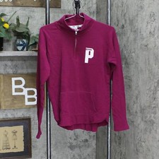 Pink by Victoria's Secret Womens Pullover 1/4 Zip Fleece Sweatshirt Berry Red S