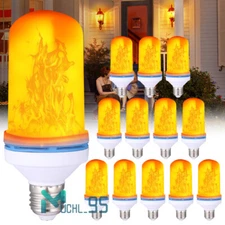 3~12x LED Flame Effect Fire Light Bulbs E26 Simulated Nature Flicker Lamp Decor