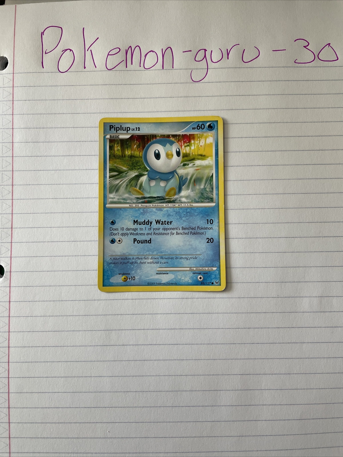 Pokémon TCG Piplup Platinum 85 Regular Common