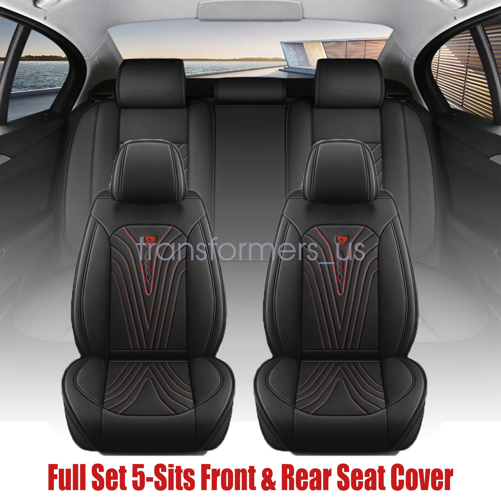 Leather Car 5-Seat Covers 2017-2013 For Ford F250 F350 F450 Front & Rear Cushion