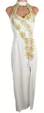 Vintage ILGWU Party Cocktail Nadine Sequin Caged Neck Floral Wedding Dress Gown