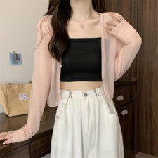 Ladies Breathable Shirt Thin Top Beads Blouse Long Sleeve Summer Beach Party New