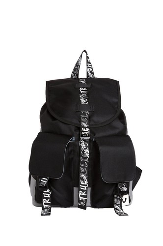 NWT TRUE RELIGION LOGO MINI BACKPACK BLACK MSRP $120 True Religion Backpack Purse Black Zip Pockets Stud Logo NWT  main image 3