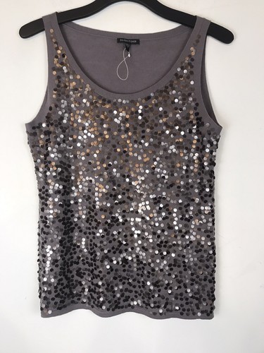 178 $ Eileen Fisher Größe L eisige Pflaume Paillette Merinowolle Strick Shell Top neu mit Etikett - Bild 6 von 9