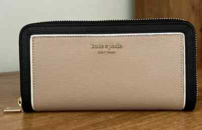 Kate Spade Morgan Beige Black Zip-around Continental Wallet